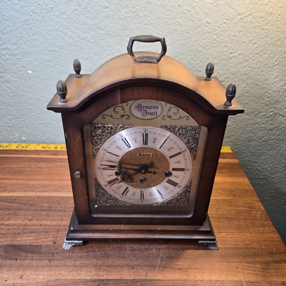 Bulova Tempus Fugit 340-020 Chime Mantle Clock Needs Serviced and a key